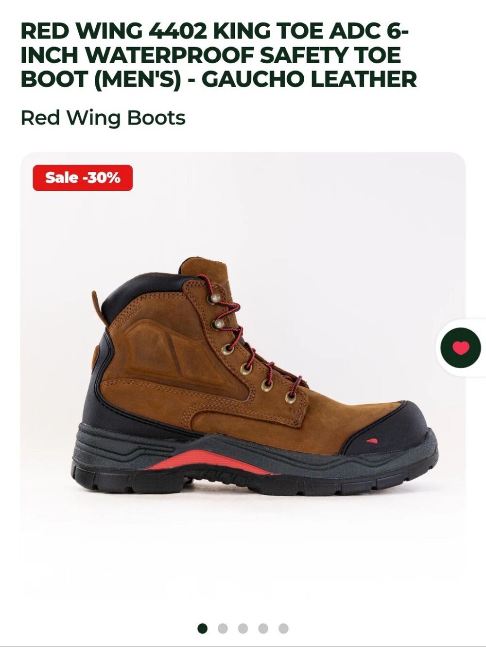 Red Wing 4402 KING TOE ADC 6-inch Waterproof Safety Toe Boot Men's.